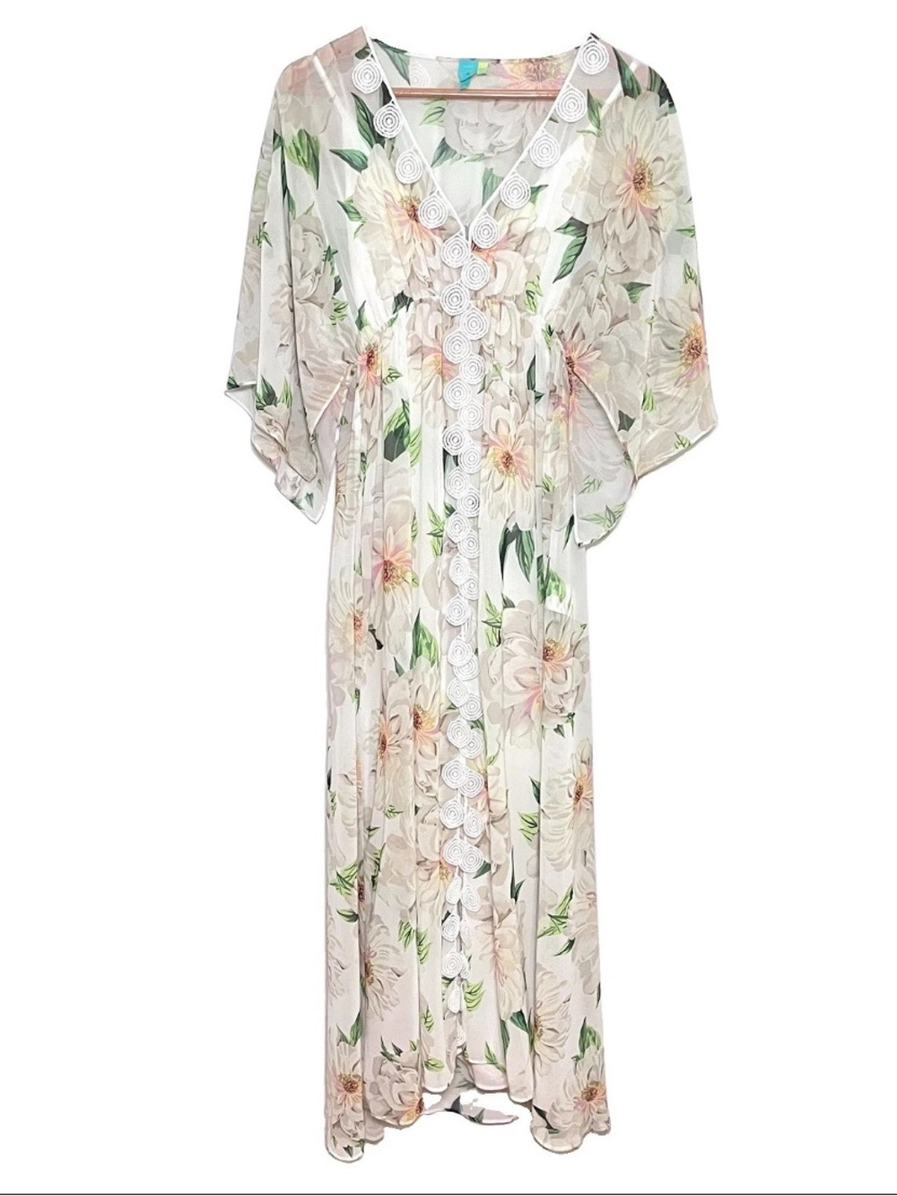 Farm Rio Dahlia Maxi Dress Size XS Floral Kaftan Flowy Boho Anthropologie